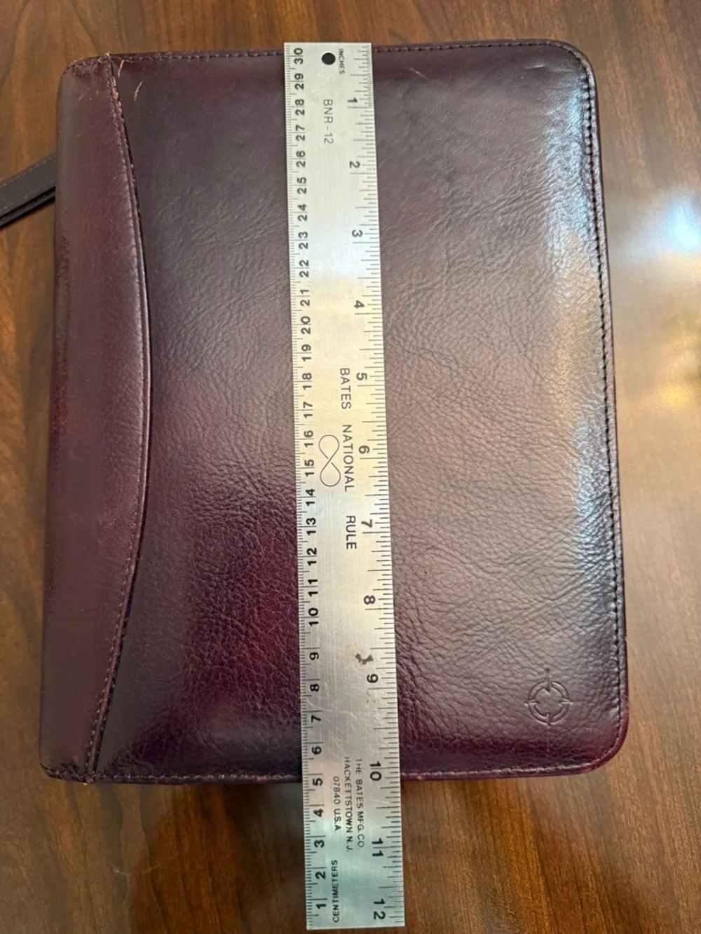 Franklin Covey Leather Zip Portfolio in Deep Plum